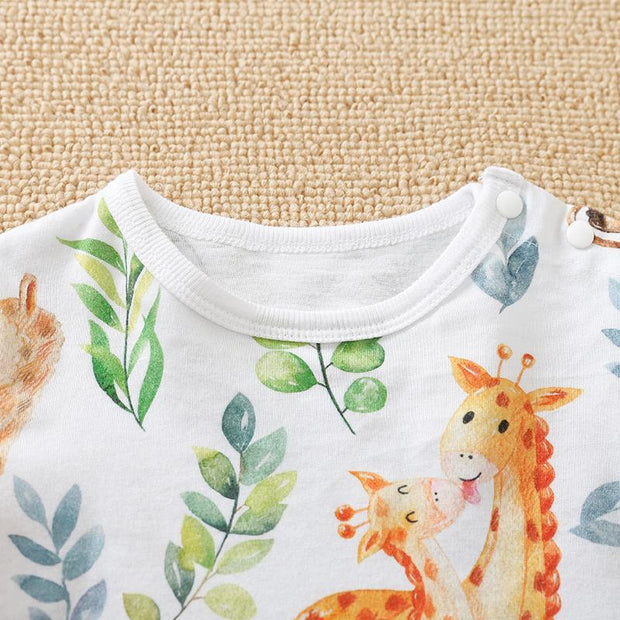 Lively Animal Printed Baby Jumpsuit