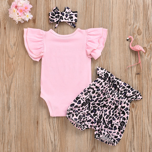 3PCS "Sorry Boys Daddy Says No Dating" Leopard Pinted Baby Set