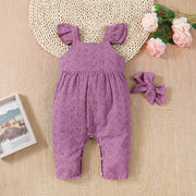 2PCS Cute Solid Color Baby Sleeveless Jumpsuit
