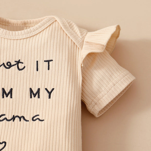 3PCS "I Got It From My Mama" Leopard Printed Baby Girl Set