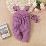 2PCS Cute Solid Color Baby Sleeveless Jumpsuit