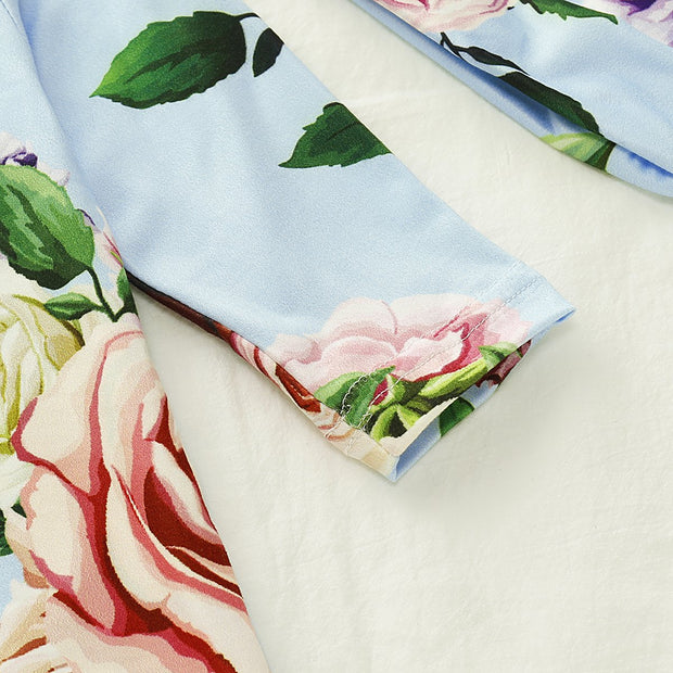 NewBorn Floral Print Pajamas and Headband
