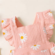 2PCS Pretty Sunflower Printed Sleeveless Baby Girl Romper