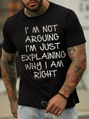 Camiseta com slogan masculino estampado Eu não estou discutindo