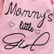 3PCS "Mommy's Little Girl" Letter Printed Rufffled Romper With Camouflage Printed Pants Baby Girl Set