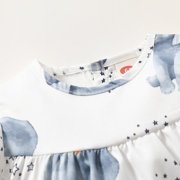 Sweet Elephant Printed Baby Dress