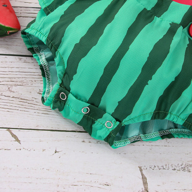 2PCS Pretty Watermelon Printed Baby Romper