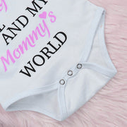 3PCS "Daddy's Girl Mommy's World" Floral Printed Baby Set
