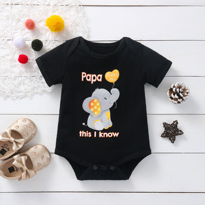 Papa Loves Me Elephant Printed Baby Romper