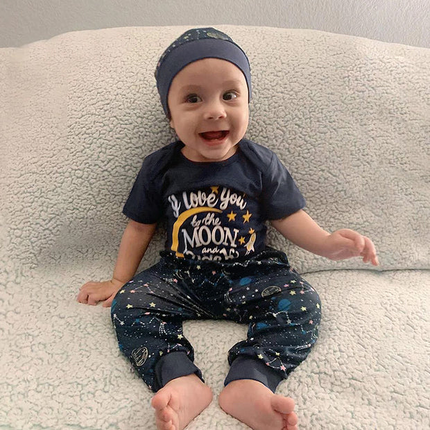 3PCS Love You To The Moon And Back Printed Baby Set