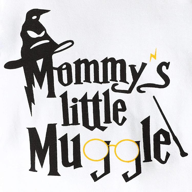 2PCS "Mommy's Little Muggle"Striped Printed Baby Set