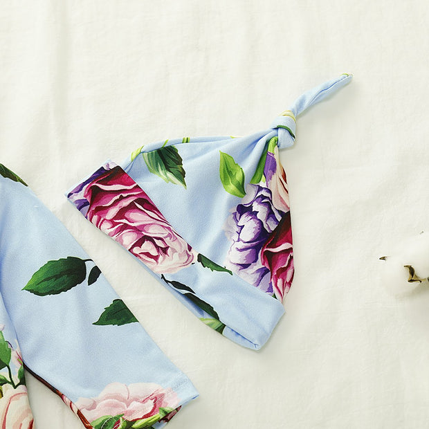 NewBorn Floral Print Pajamas and Headband