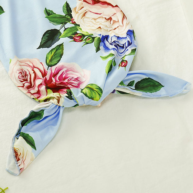 NewBorn Floral Print Pajamas and Headband