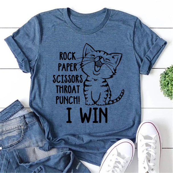 T-shirt avec slogan imprimé Rock Paper Scissors pour femme 