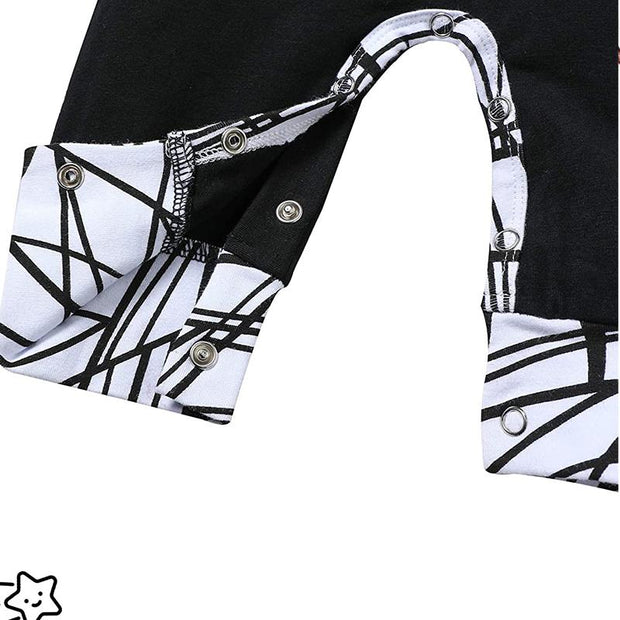 Cute "Mama's Boy" Letter Black Line Printed Long Sleeve Baby Boy Hoodie Jumpsuit