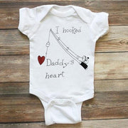 I Hooked Daddy's Heart Print Romper