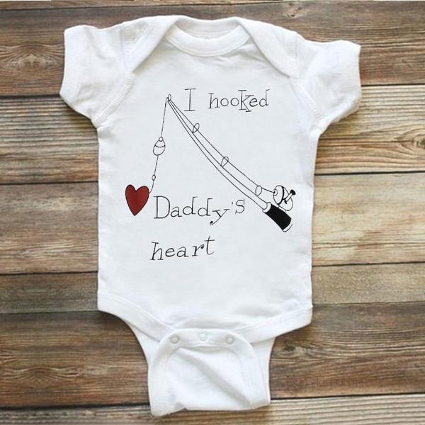 I Hooked Daddy's Heart Print Romper