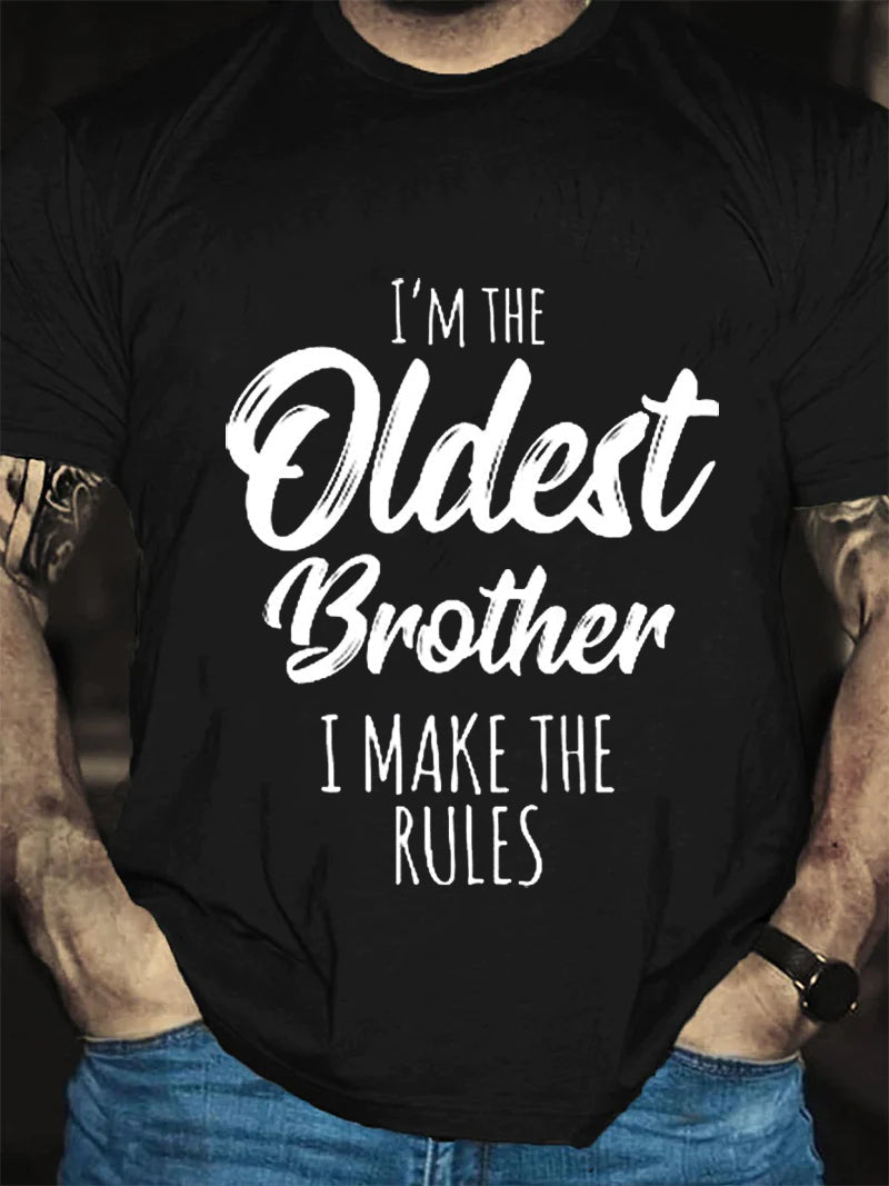 Eu sou o irmão mais velho com estampa de camiseta masculina com slogan 