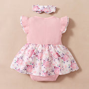 2PCS Lovely Floral Printed Baby Romper