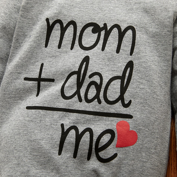 "mom dad me" Lovely Letters Solid Printed Long-sleeve Baby Jumpsuit