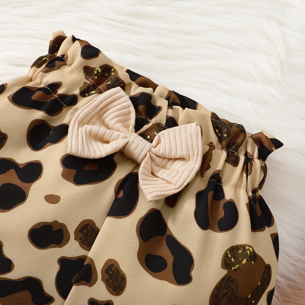 3PCS "I Got It From My Mama" Leopard Printed Baby Girl Set