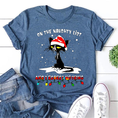 On The Naughty List Print Women Slogan T-Shirt