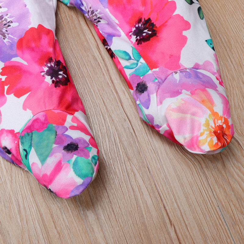 Joli pyjama imprimé floral pour bébé avec bandeau 