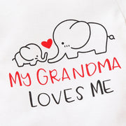 Lovely My Grandma Loves Me Letter Elephant Printed Baby Romper