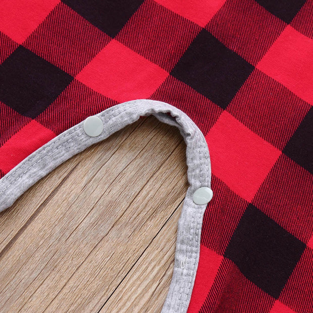 Cute Santa Baby Plaid Printed Baby Jumpsuit