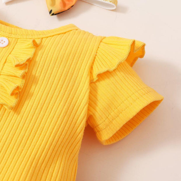 3PCS Pretty Floral Printed Baby Set