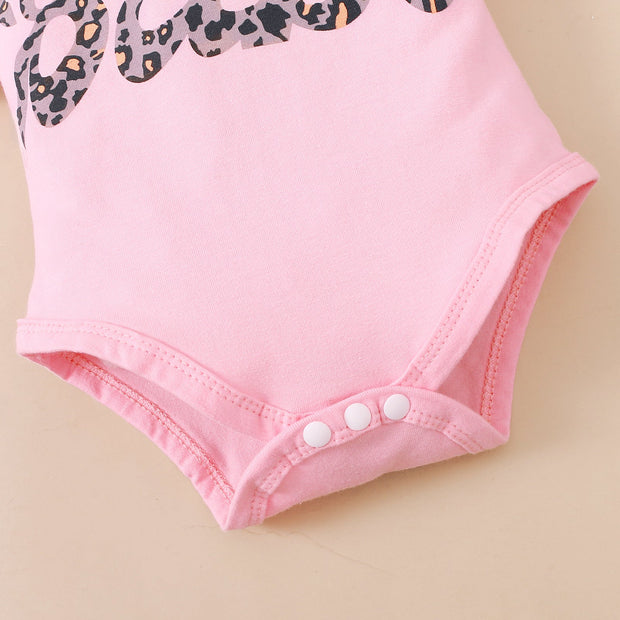 3PCS Lovely Leopard Short Sleeve Baby Set