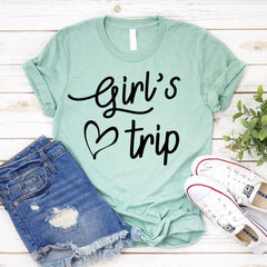 Girl's Trip Letter Heart Print Women Slogan T-Shirt