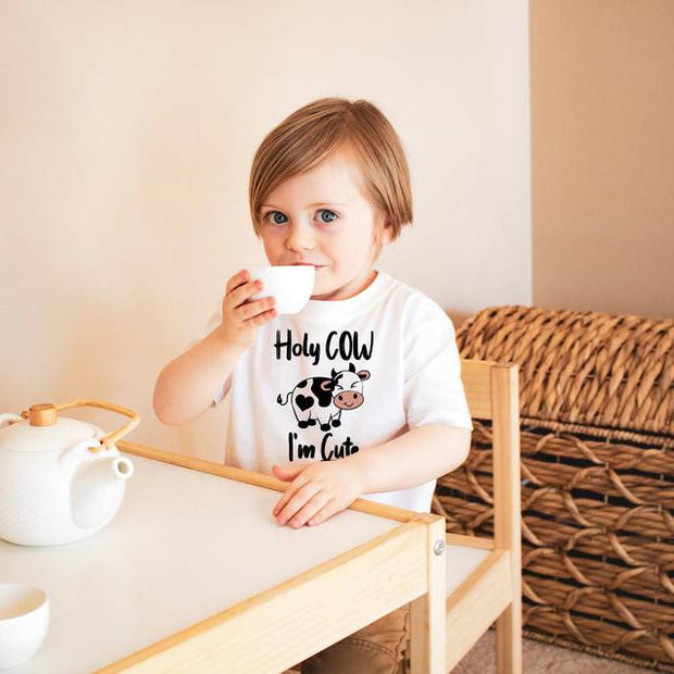 Holy Cow I'm Cute Cow Printed Baby Romper