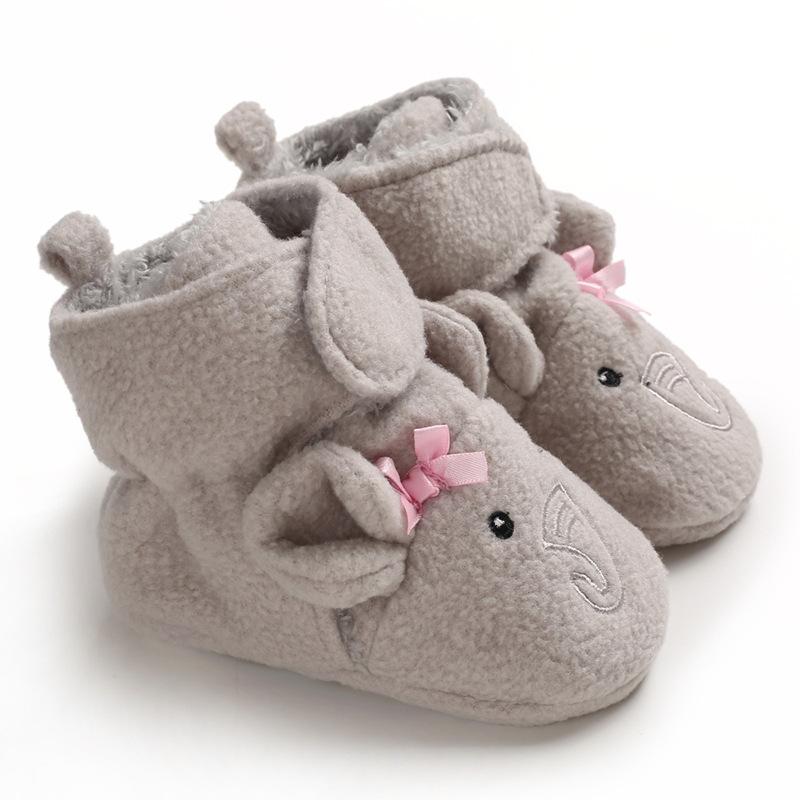 Lovely 3D Elephant Printed Warm Plush Boots Baby Shoes