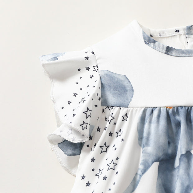 Sweet Elephant Printed Baby Dress