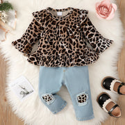 2PCS Cute Leopard Printed Baby Set