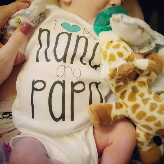 I Love My Nana And Papa Letter Printed Baby Romper