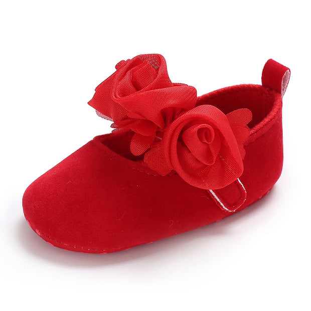 Solid Color 3D Flower Princess Athletic Baby Girl Shoes