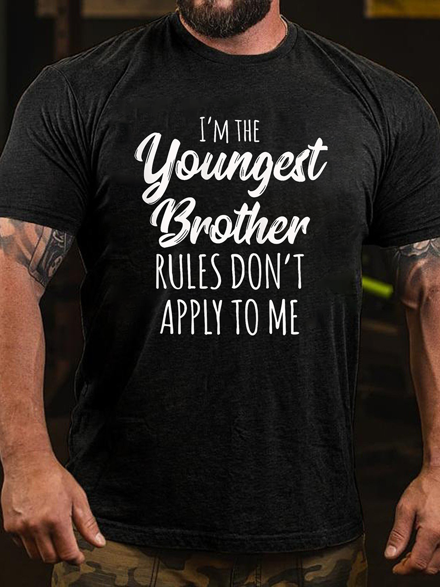 Je suis le plus jeune frère imprimé T-shirt avec slogan pour hommes 