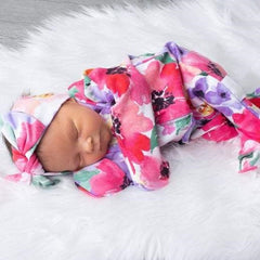 Joli pyjama imprimé floral pour bébé avec bandeau 