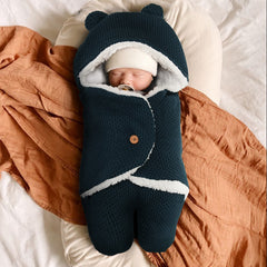 Couverture d'emmaillotage mignonne en tricot, sac de couchage pour bébé nouveau-né