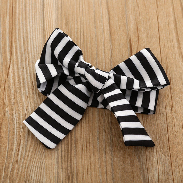 Baby Girl Soild Printed Fly Sleeve Romper With Stripe Pants Baby Set