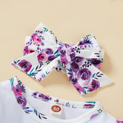 3PCS "The Princess Has Arrived" Floral Printed Baby Jumpsuit