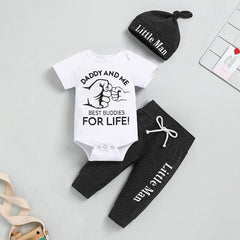 3PCS Daddy And Me Best Buddies For Life Printed Baby Set