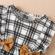 2PCS Cool Plaid Printed Baby Jumpsuit