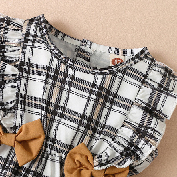 2PCS Cool Plaid Printed Baby Jumpsuit