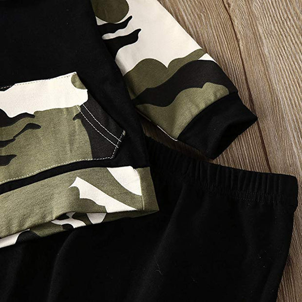 Infant Baby Boys Camouflage Hoodie Tops +Long Pants Outfits Set