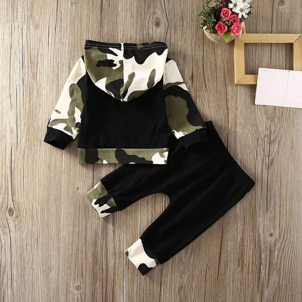 Infant Baby Boys Camouflage Hoodie Tops +Long Pants Outfits Set