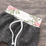 2-piece Floral Splicing Hoodie and Color Blocked Pants Set