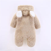 Baby 3D Bear Design Winter Hooded Jumpsuit